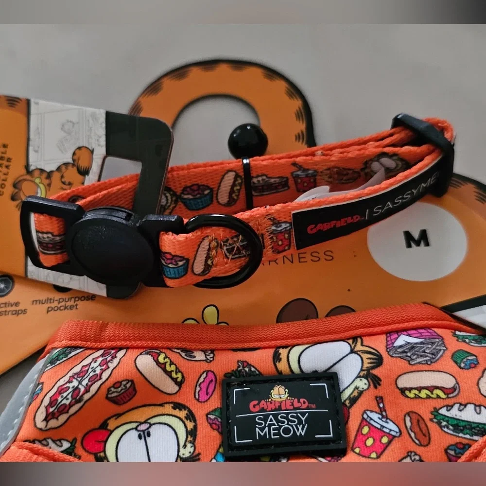 Sassy Meow Orange Garfield Harness, Collar and Leash Set (M)